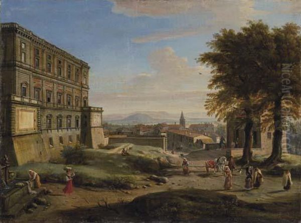 Caprarola: Palazzo Farnese Oil Painting by (circle of) Wittel, Gaspar van (Vanvitelli)