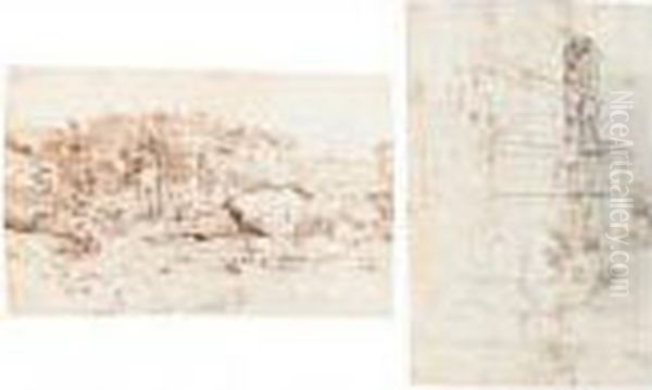 Recto: A View Of The Roman 
Campagna Verso: A Partial View Of The Left Side Of The Palace Of 
Caprarola Oil Painting by (circle of) Wittel, Gaspar van (Vanvitelli)