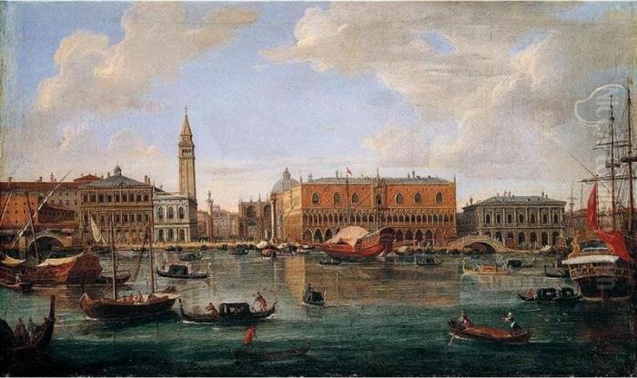 Venice, A View Of The Molo From 
The Bacino Di San Marco Looking North Towards The Piazzetta And The 
Palazzo Ducale Oil Painting by (circle of) Wittel, Gaspar van (Vanvitelli)