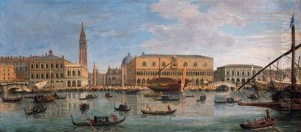 The Bacino Di San Marco, Venice,
 Looking Towards The Doge's Palaceand The Piazzetta, With The Bucintoro 
And Other Shipping Oil Painting by (circle of) Wittel, Gaspar van (Vanvitelli)