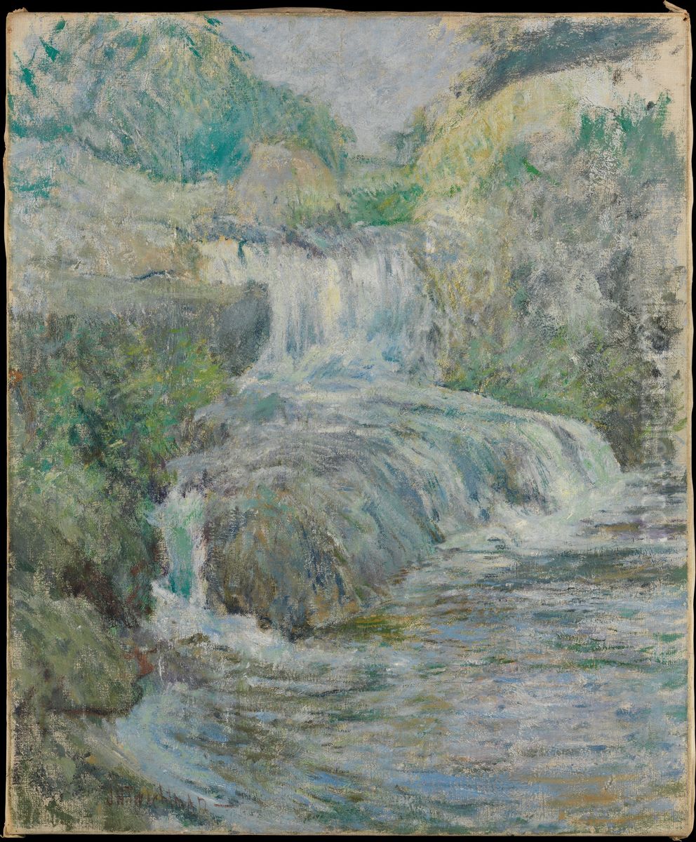 Waterfall Oil Painting by John Henry Twachtman