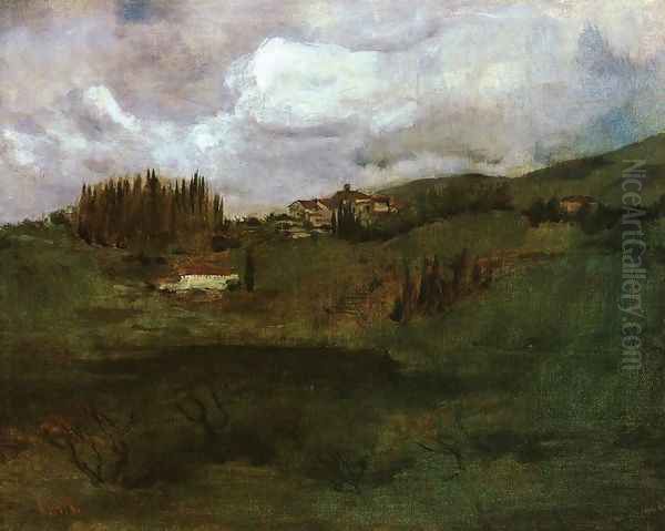 Tuscan Landscape Oil Painting by John Henry Twachtman