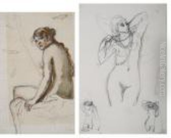 Schizzi Di Donna Nuda Oil Painting by Scipione Vannutelli