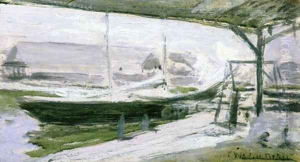 Under The Wharves Oil Painting by John Henry Twachtman