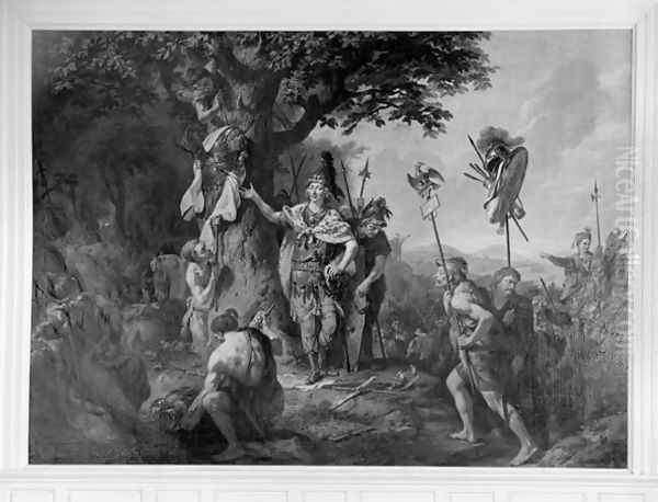 Hermann celebrating victory after the Battle in the Teutoburg Forest Oil Painting by Johann Heinrich Wilhelm Tischbein I