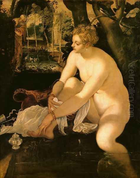 Susanna and the Elders (detail 1) Oil Painting by Jacopo Tintoretto (Robusti)