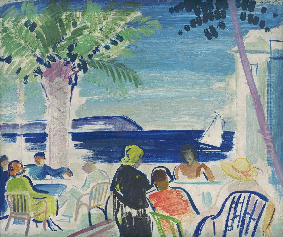French Riviera Oil Painting by Janos Vaszary
