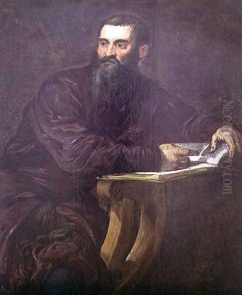 Portrait of a Bearded Man with a Book Oil Painting by Jacopo Tintoretto (Robusti)