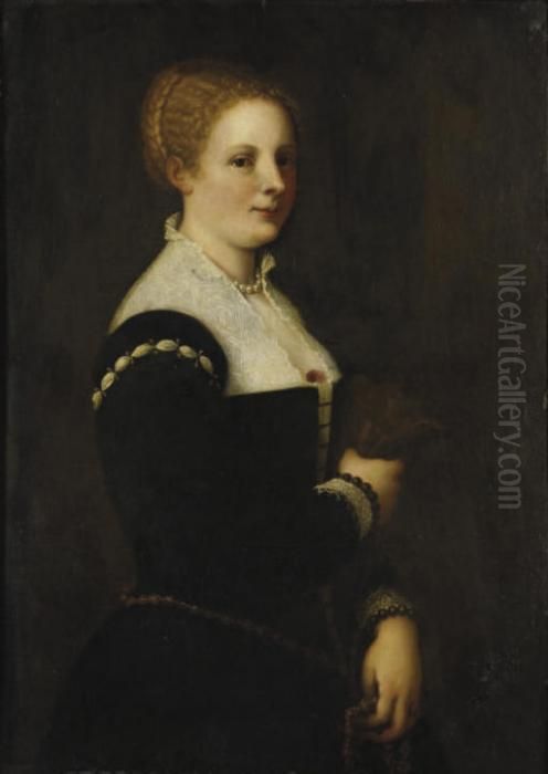 Portrait D'une Venitienne (elisabetta Querini Massola ?) Oil Painting by Tiziano Vecellio (Titian)