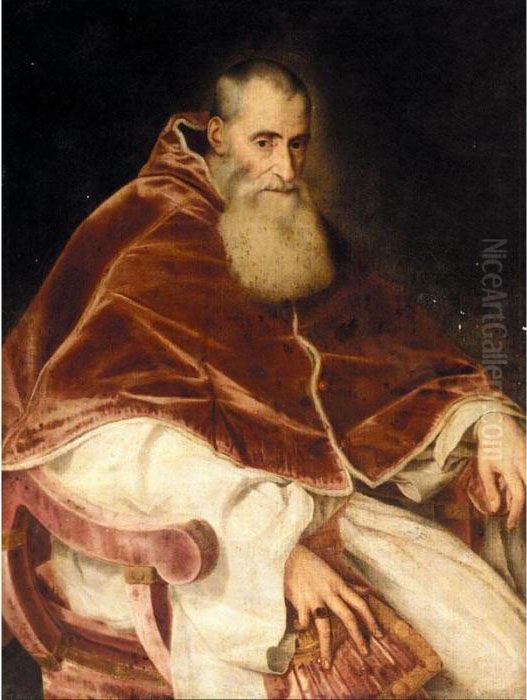 Portrait Of Pope Paul Iii Oil Painting by Tiziano Vecellio (Titian)