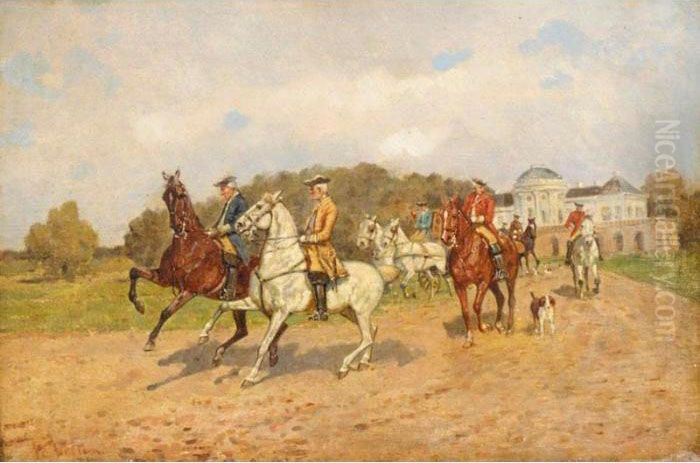 Imperial Hunting Party Oil Painting by Wilhelm Velten