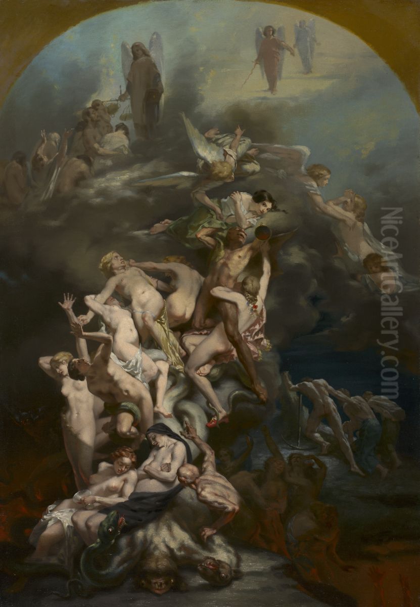 Heaven and Hell Oil Painting by Octave Tassaert