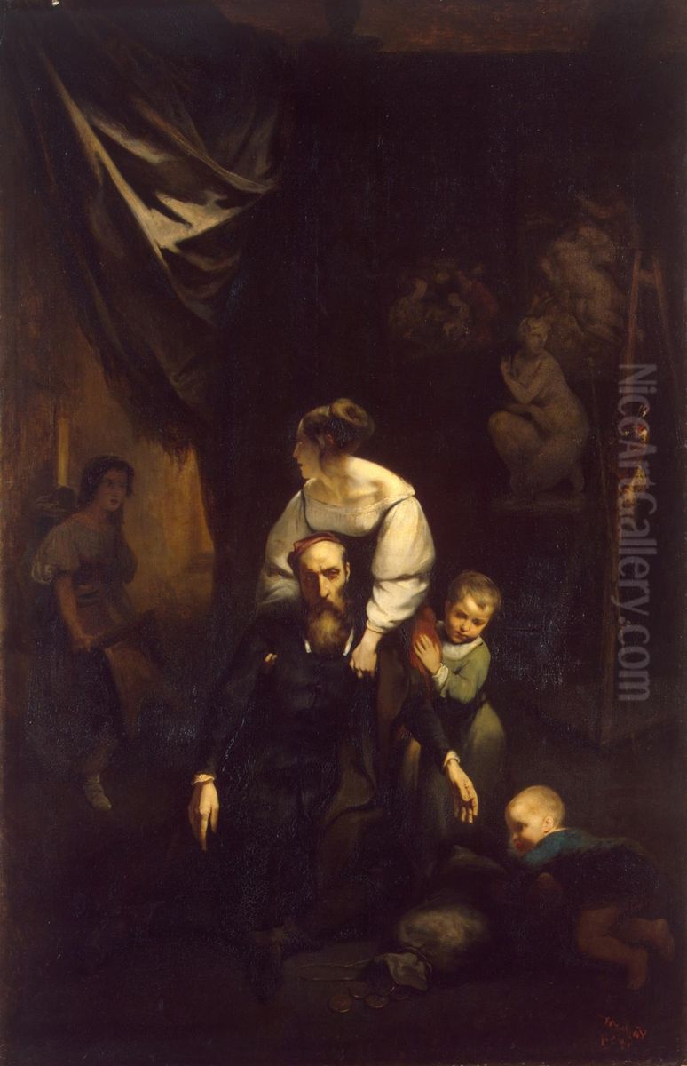 Death of Correggio Oil Painting by Octave Tassaert