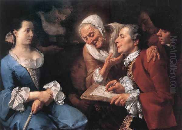 The Sitting 1754 Oil Painting by Gaspare Traversi