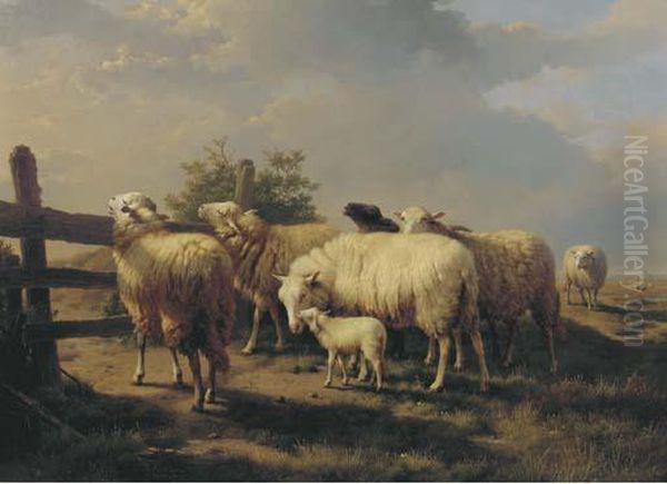 At The Gate Oil Painting by Eugene Joseph Verboeckhoven