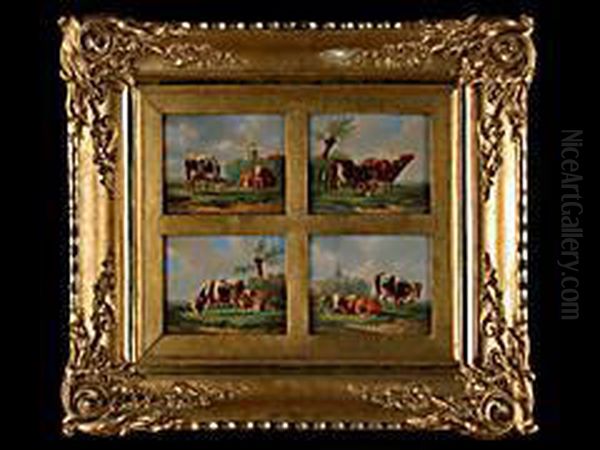 Vier Miniaturgemalde Oil Painting by Albertus Verhoesen