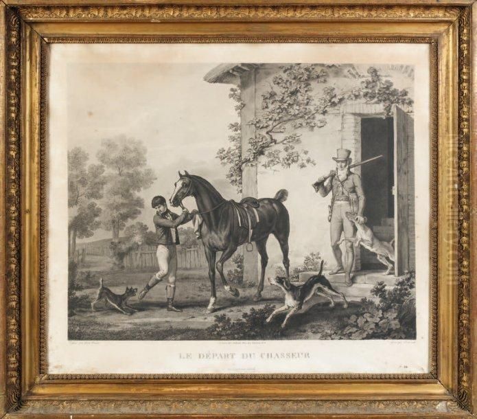 Le Depart Du Chasseur Et Le Chasseur Oil Painting by Carle Vernet