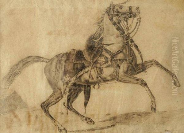 cheval Cabre Revetu D'un Tapis De Selle A L'aigle Bicephale
Couronne Oil Painting by Horace Vernet
