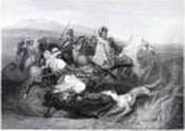 Chasse Aux Sangliers Dans La Plaine De Sahara Oil Painting by Horace Vernet