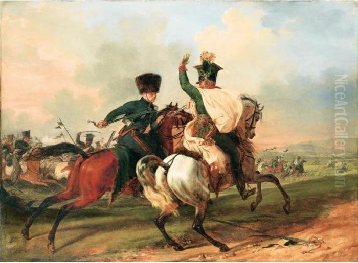 Le Lieutenant De Lauriston Au 
Combat D'amstetten (6 Mai 1809) [horace Vernet ; The Lieutenant De 
Lauriston At The Battle Of Amstetten (6th May, 1809) ; Oil On Canvas 
Signed And Dated Lower Right H. Vernet Fecit 1809] Oil Painting by Horace Vernet