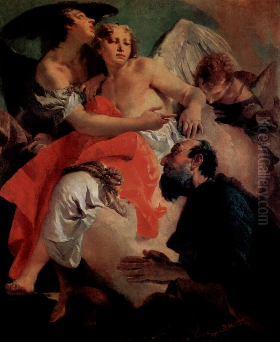 Abraham Praying before the Three Angels Oil Painting by Giovanni Battista Tiepolo