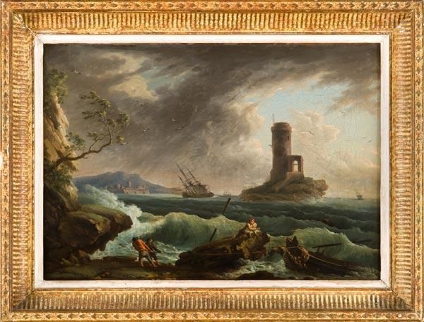 Mare In Tempesta Con Naufraghi Oil Painting by Claude-joseph Vernet