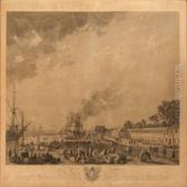 Le Port De Rochfort, Vu Du Magasin Des Colonier Oil Painting by Claude-joseph Vernet