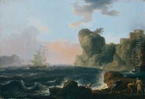 Kustenlandschaft.

 Signiert Und Datiert Unten Mitte: J. Vernet P. 1779.

 Ol Auf Leinwand Oil Painting by Claude-joseph Vernet