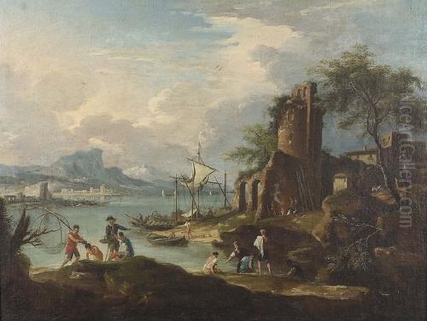 Umkreis
Sudliche Kustenlandschaft Mit Ruinen. Oil Painting by Claude-joseph Vernet
