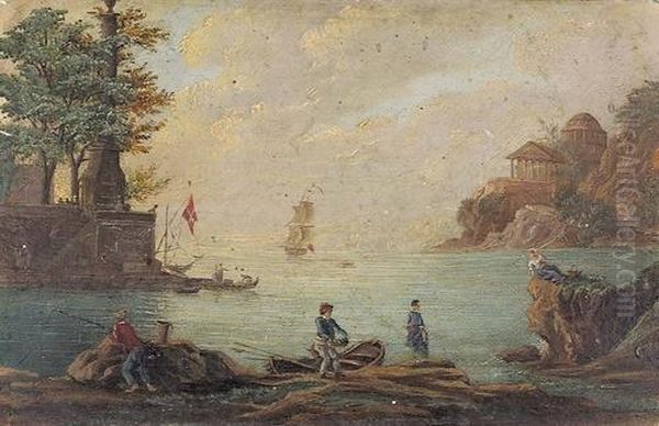 In Der Art
Abendliche Hafenpartie Mit Fischern. Oil Painting by Claude-joseph Vernet