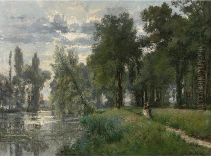 Walking By The River Oil Painting by Alexandre Rene Veron