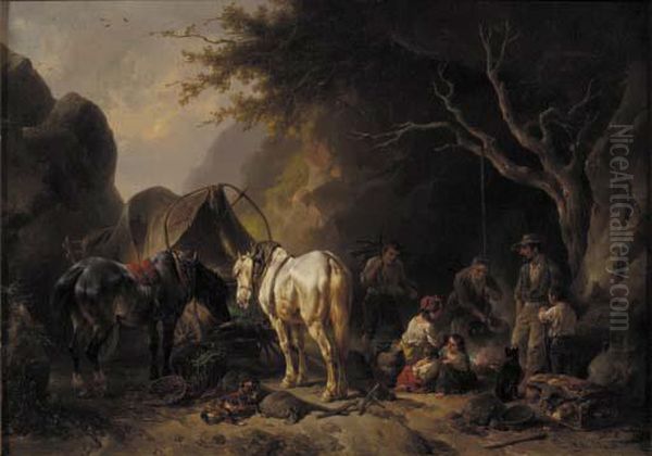 Bohemiens: At The Camp-fire Oil Painting by Wouterus Verschuur