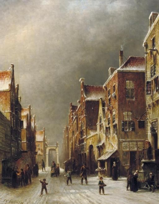 The Snowball Fight Oil Painting by Pieter Gerard Vertin