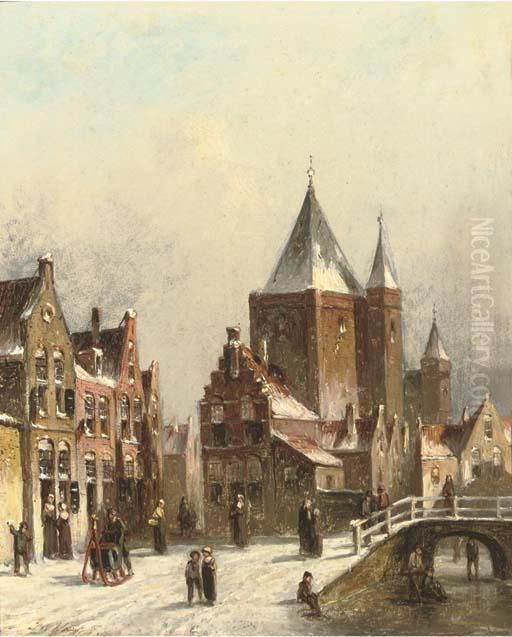 Haarlem In Winter Oil Painting by Pieter Gerard Vertin