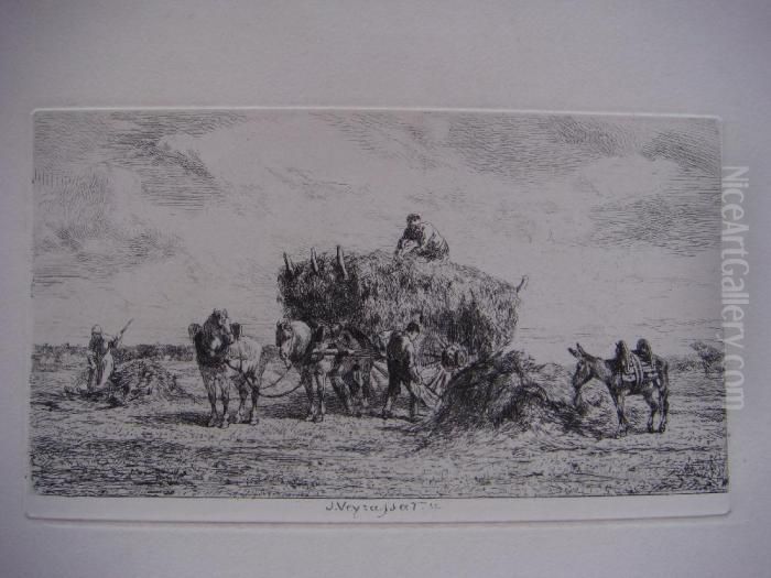 La Fenaison Oil Painting by Jules Jacques Veyrassat