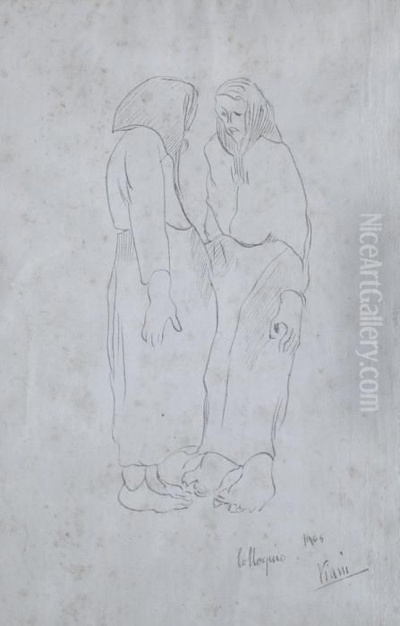 Colloquio Oil Painting by Lorenzo Viani