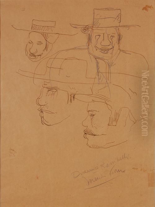 Studi Per Il Ritratto Dello Scultore Domenico Rambelli Oil Painting by Lorenzo Viani