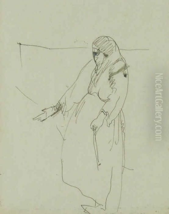 La Preghiera Della Pazza Oil Painting by Lorenzo Viani