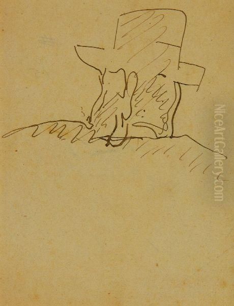 Uomo Con Cappello Oil Painting by Lorenzo Viani