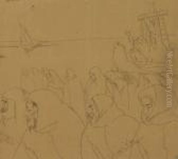 La Processione Oil Painting by Lorenzo Viani