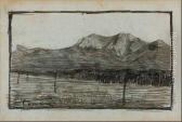 A) Recto: Sul Lago Di Torre Del 
Lago; Verso: Studio Per Testa Di Vecchio Con La Pipa - (1905) ; B) Volto
 ; C) Recto: Figura; Verso: Studio Per Due Volti E Figura ; D) Recto: 
Figura; Verso: Studio Per Figura Oil Painting by Lorenzo Viani