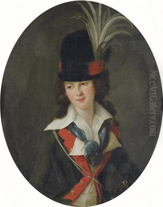 Portrait Of Victorienne Delphine
 Natalie De Rochechouart Mortemart,marquise De Rouge, Half-length, In 
Riding Habit Oil Painting by Elisabeth Vigee-Lebrun