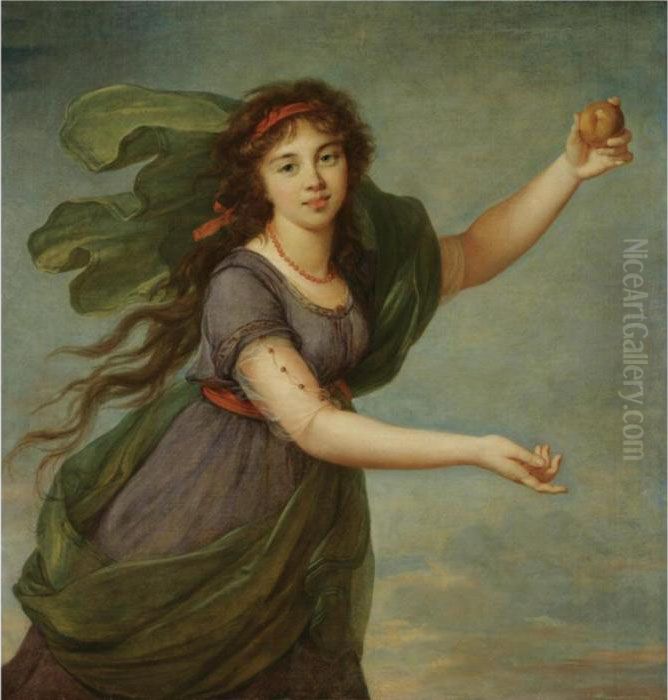 Portrait Of A Young Girl In The 
Guise Of Atalanta, Said To Be Jeanne Julie Louise Le Brun (1780-1809), 
The Artist's Daughter Oil Painting by Elisabeth Vigee-Lebrun