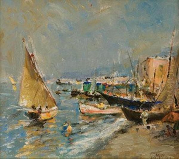 Marina Oil Painting by Gennaro Villani
