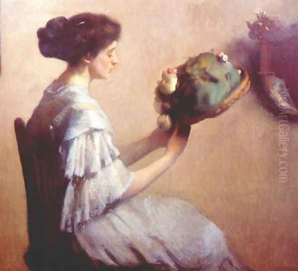 Young Lady with a Hat Oil Painting by Edmund Charles Tarbell