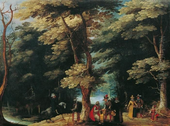 Waldlandschaft Mitedelleuten Und Orientalischen Handlern Oil Painting by David Vinckboons I
