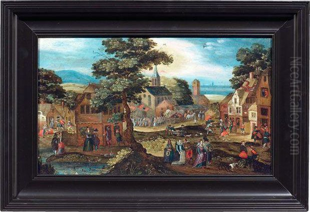 Dorflandschaft Mit Feiner Gesellschaft Oil Painting by David Vinckboons I