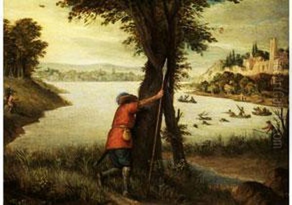 Flusslandschaft Mit Jagern Oil Painting by David Vinckboons I