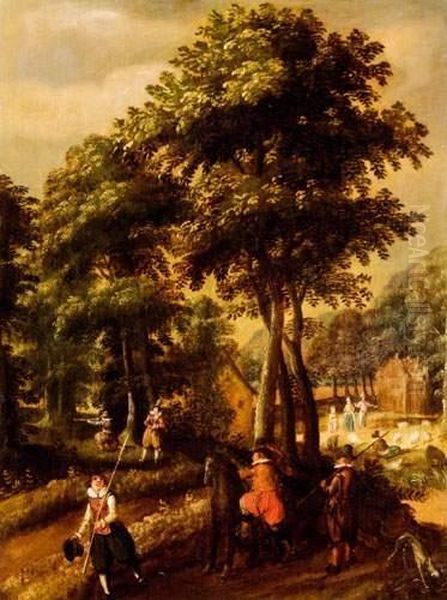 Chasse En Foret Oil Painting by David Vinckboons I