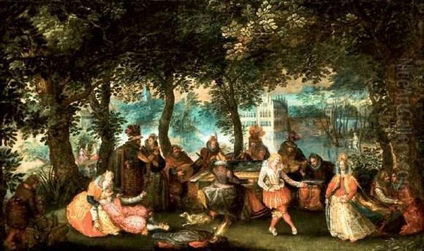Elegante Assemblee Jouant De La Musique Dans Un Parc Oil Painting by David Vinckboons I